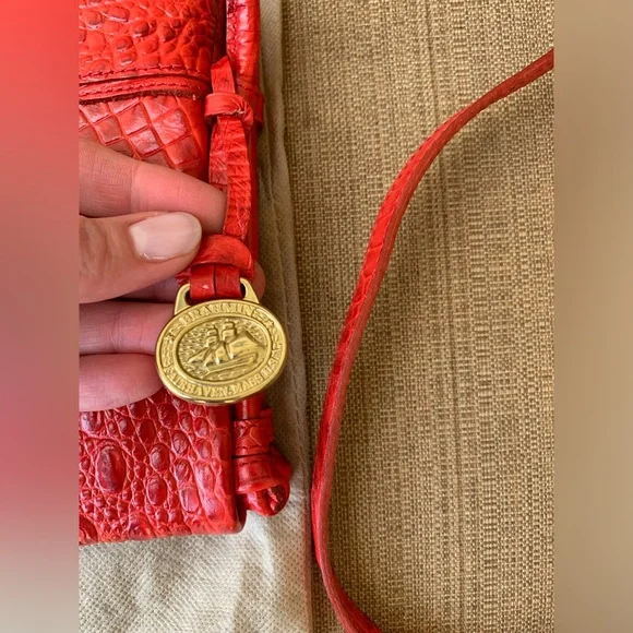 Brahmin Red Croc Embossed Leather Bag PRISTINE - Picture 3 of 8